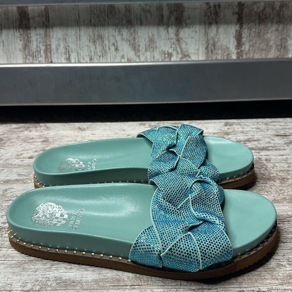 VINCE CAMUTO KEVIND BLING ULTRA CORAL SLIDE SANDALS SZ 9.5 - Picture 4 of 11